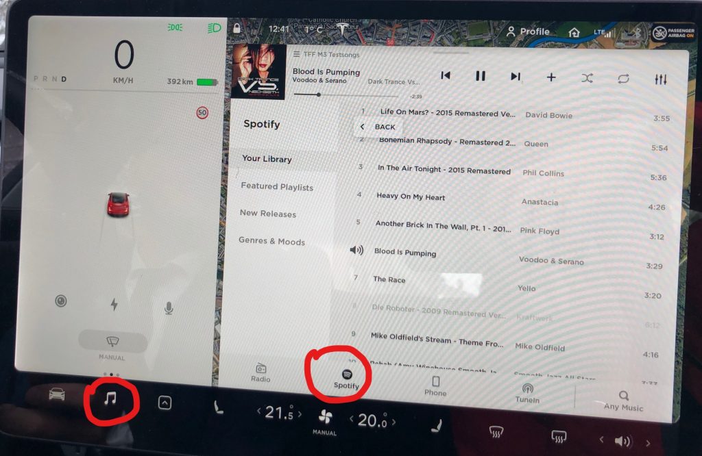 tesla spotify not working