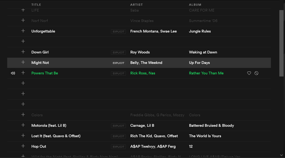 Spotify Songs Greyed Out 